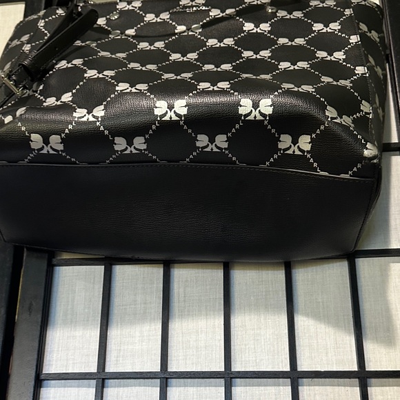 Karl Lagerfeld Paris Large Tote Black Silver Handles and Shoulder Strap - Picture 5 of 13